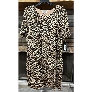 Women’s GOOD AMERICAN Leopard Short Sleeve Dress Size 7 4X NWT *D2